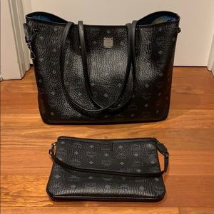 MCM Black Project Visetos Reversible Shopper Tote